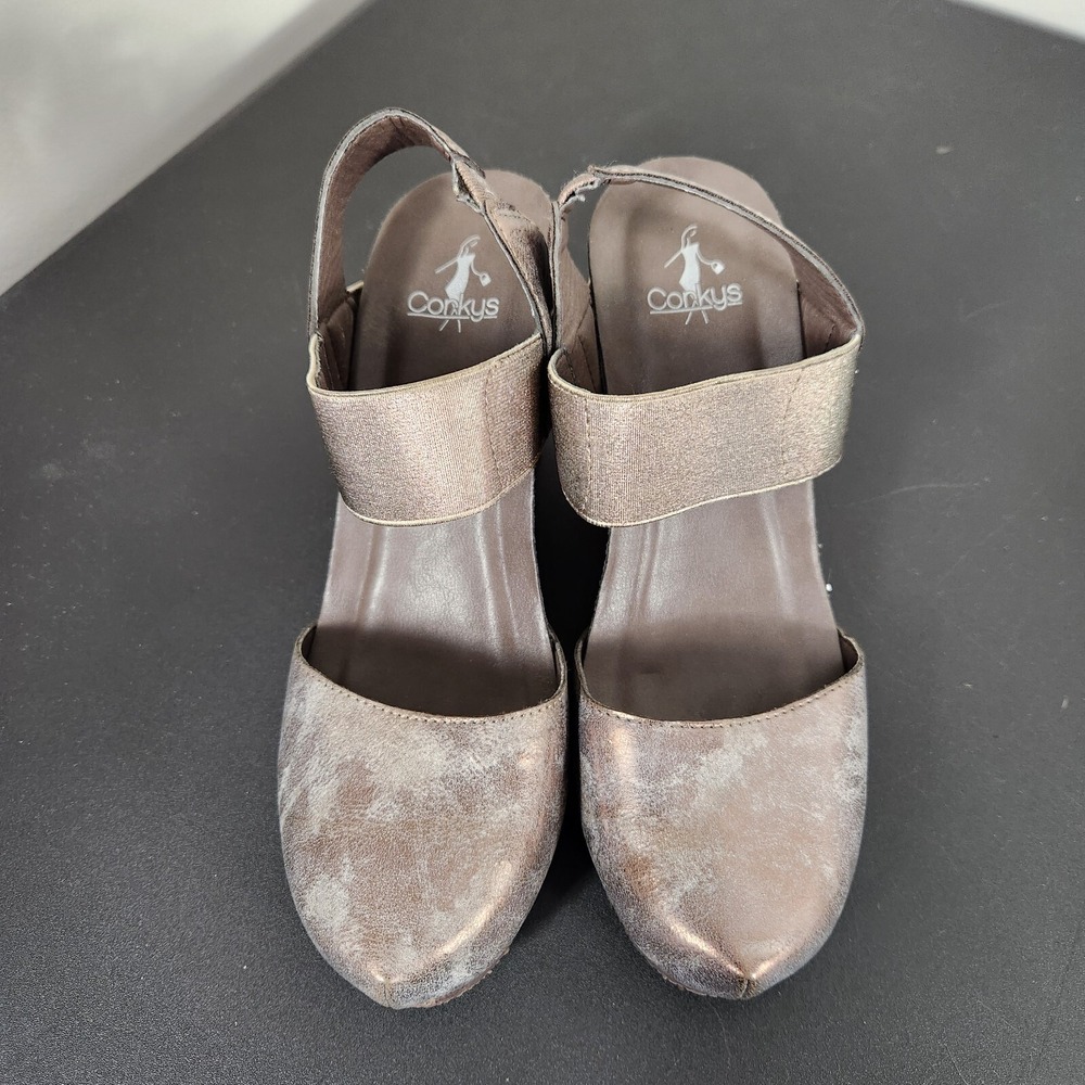Corkys Timeout Metallic wedge shoes Womens Sz 8 - Picture 3 of 8